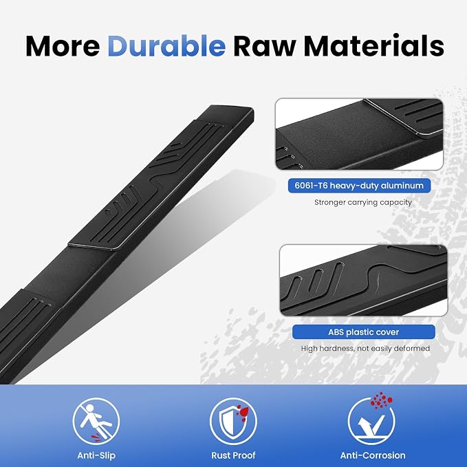 PZ 6.5" Running Boards Anti-Slip Side Steps Compatible with Chevy Silverado 1500/GMC Sierra 1500 2019-2026 Crew Cab, 2020-2026 2500HD 3500HD,500LBS No Drill Truck Running Boards Direct Fit Nerf Bar