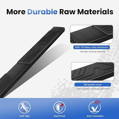 PZ 6.5" Running Boards Anti-Slip Side Steps Compatible with Chevy Silverado 1500/GMC Sierra 1500 2019-2026 Crew Cab, 2020-2026 2500HD 3500HD,500LBS No Drill Truck Running Boards Direct Fit Nerf Bar
