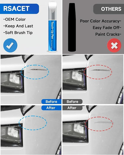 AZ Star White Metallic Tricoat Touch Up Paint Compatible with Ford Exact Match Touch Up Paint Car Scratch Repair