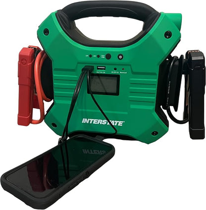 Interstate Batteries 24V, 12V Jump Starter and Charger 1200A, 600A (35,000mAH, 35Ah) Portable LED LiFePo4 Jumpstart Battery Power Pack for Automotives, USB Electronics (JMP3500)