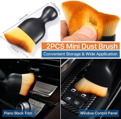 Car Ultra Soft Bristles Detailing Brushes, Curveball XL Synthetic Brushes, Interior Dusting Brush with Storage Rack, Automotive Detail Brush for Truck, SUV, RV, Cleaner for Door Panels- Red