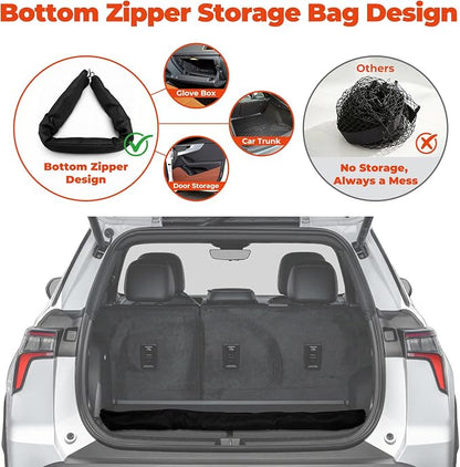3-Layer Cargo Net for GMC Acadia/Buick Enclave/Chevrolet Traverse 2024-2026, Multi-Zone Trunk Storage Net with Zippered Bottom Bag, Heavy-Duty Cargo Organizer Netting for Camping, Travel & Daily Use