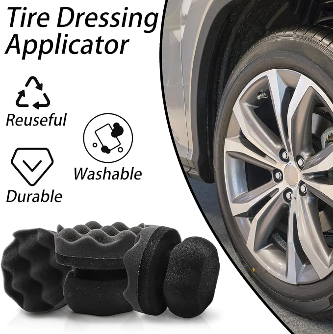 Yesland Tire Dressing Applicator, 4 Pack Tire Shine Applicator Dressing Pad - Hex Grip Design Car Cleaning Supplies - Durable & Reusable Tire Foam for Tire Detailing