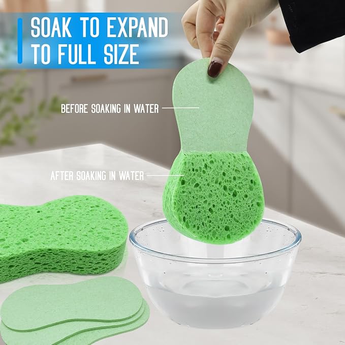 3PCS Car Wash Sponge, Heavy Duty Car Sponges for Washing, Car Accessories Large Sponges for Cleaning, Automotive Cleaning Supplies, Eco Friendly Sponge (7.68 x 3.74 x 1.38 Inch), Green