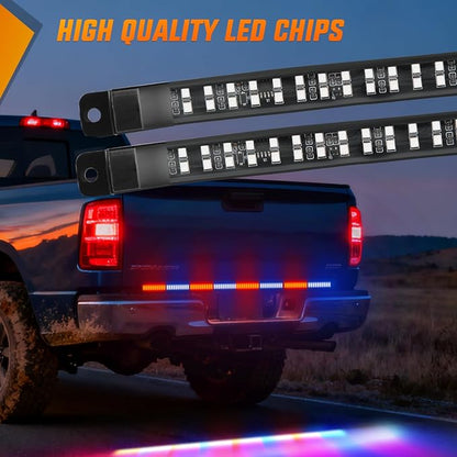 Nilight 49 Inch Emergency Strobe Light Strips with Controller, 288LED Flashing Warning Hazard Safety Rear Window Tailgate Lights for Truck Trailer Construction Plow Pickup Tow SUV Vehicles, Red Blue