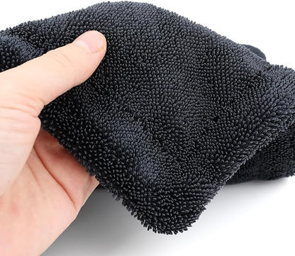 1200GSM Microfiber Car Drying Towel, Double-Twist Loop, Ultra-Absorbent, Quick-Dry, Lint- & Streak-Free, Scratch-Safe, for Car Wash & Detailing (1 Pack) (Dark Grey, 16" x 24")