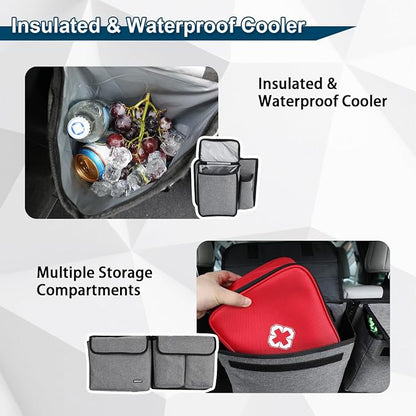 Deluxe Trunk and Backseat Organizer for Medium or Large Size SUVs & RVs, Detachable Storage Modules with Built-in Cooler, Patent Pending