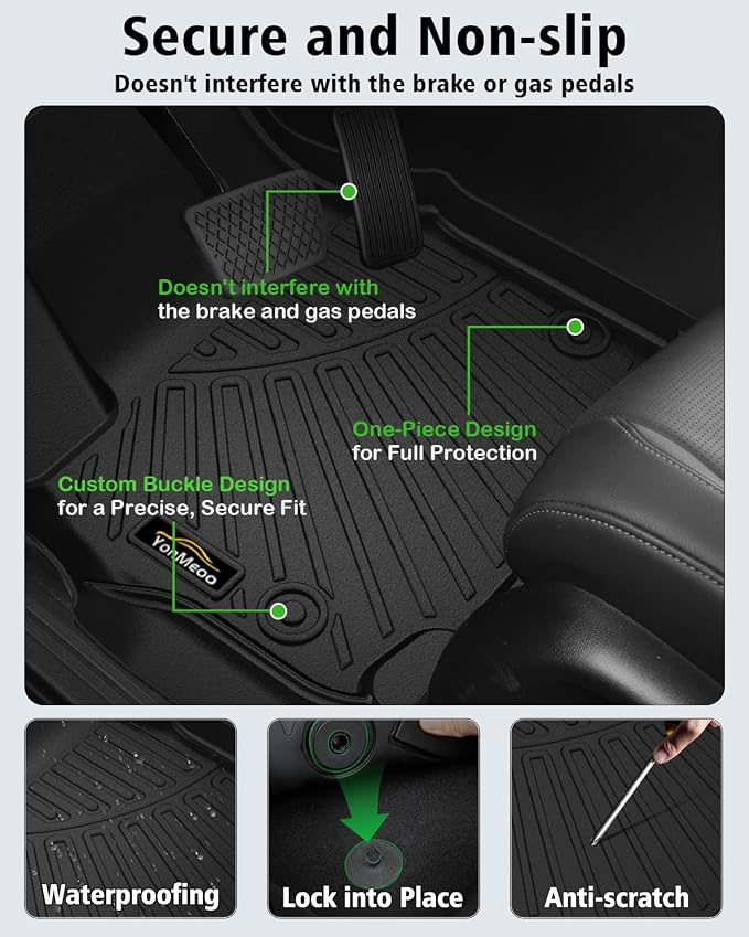 Floor Mats & Cargo Liner for Chrysler Pacifica 2017-2025 2026 Gas 7-Seater Touring (Non Hybrid&Non Pinnacle) All Weather TPE Rubber Trunk Mat Automotive Floor Liners for Pacifica Fuel 2025 Accessories