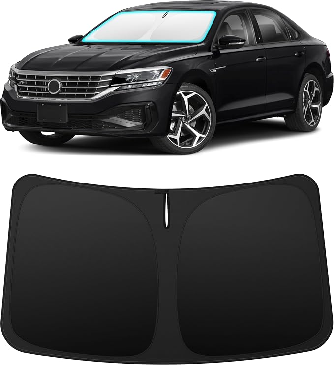 INSAUTO Custom Fit Windshield Sun Shade Accessories for Volkswagen/VW Passat 2012-2022, Foldable Front Window Sunshade, UV & Heat Reflector, Keeps Interior Cool, Includes Storage Bag