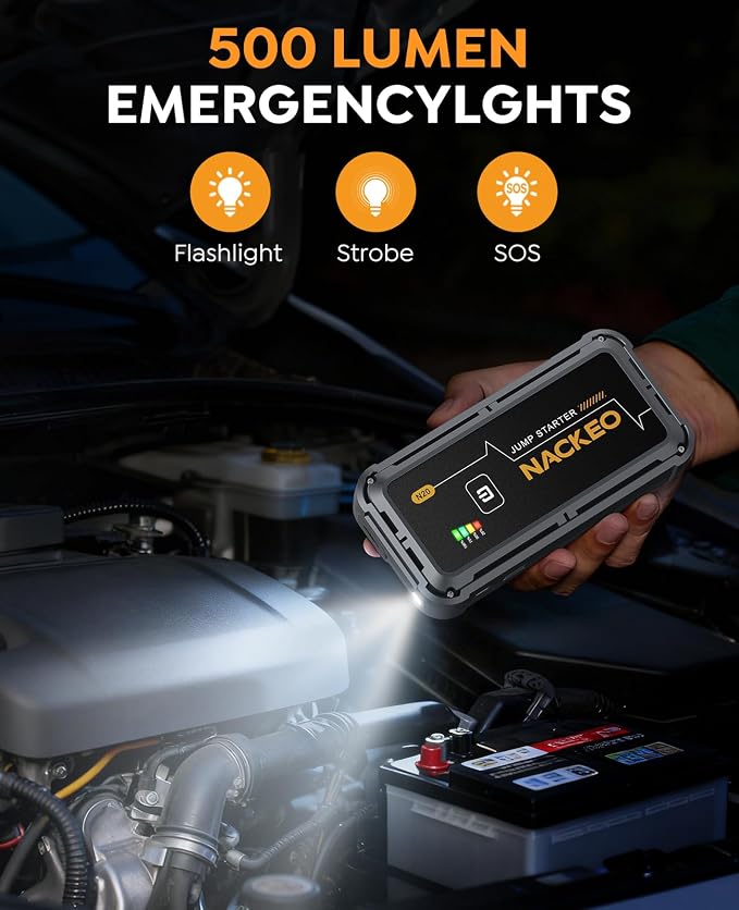 Car Jump Starter 7000A Car Battery Jump Starter Portable Pack for Up to All Gas and 10.0L Diesel Engine 12V Jump Box, Jump Pack, Battery Booster with Jumper Cable, Lights,Storage Case, Compact