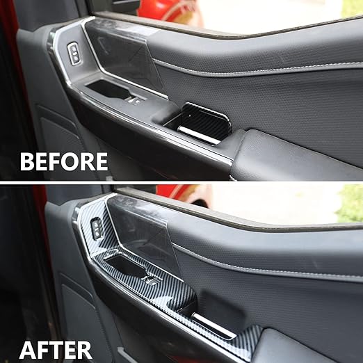 Carbon Fiber Interior Front Door Window Switch Panel Cover Trim for Ford F150 2021+ Decoration Accessories