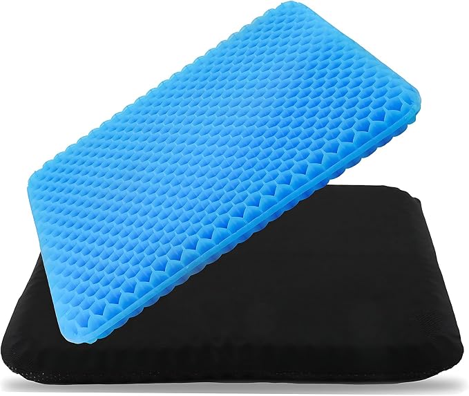 Gel Seat Cushion, Cooling Honeycomb Cushion for Long Sitting, Tailbone & Coccyx Pain Relief, Ergonomic Office Chair Pad, Breathable for Car Seat & Wheelchair(Blue)