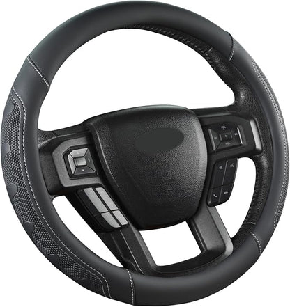 GIANT PANDA Car Steering Wheel Cover for Ford - F150 F250 F350 Expedition, (15.5-16 inches - Black+Gray Line)
