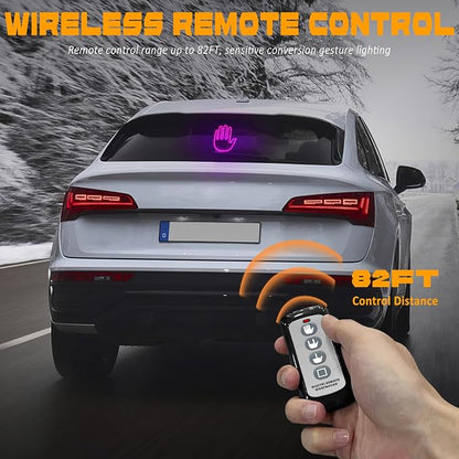 DIBMS Hand Gesture Light with Remote, Red LED Finger Funny Window Sign Light Accessories for Car Truck (Pink)