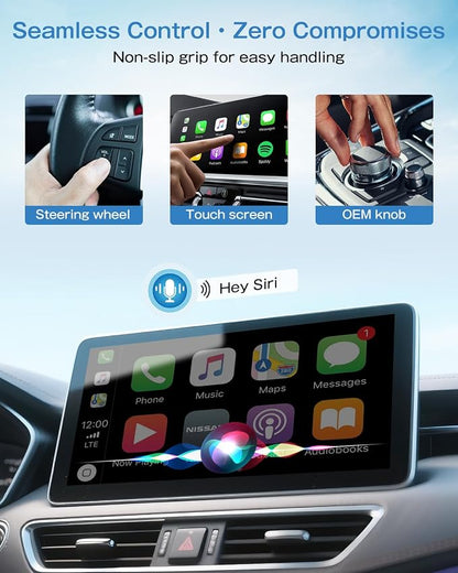 Wireless CarPlay Adapter for iPhone, 3X Faster Auto-Connect, No Lag, Plug & Play with Bluetooth 4 & WiFi 6, Mini Dongle, Includes USB & USB-C Extension Cable, Stable Wireless Conversion