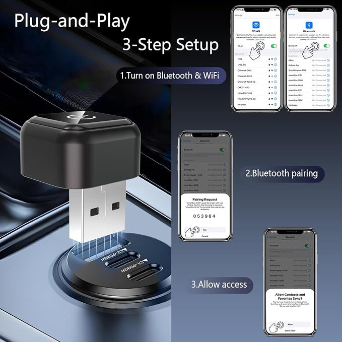 Wireless Carplay Adapter for Apple iPhone & Android Auto Wireless Adapter 2 in 1, 2026's Newly Upgraded,Subversive Ultra-Compact Design, Faster and More Stable Connection,for iOS 10+ & Android 11+