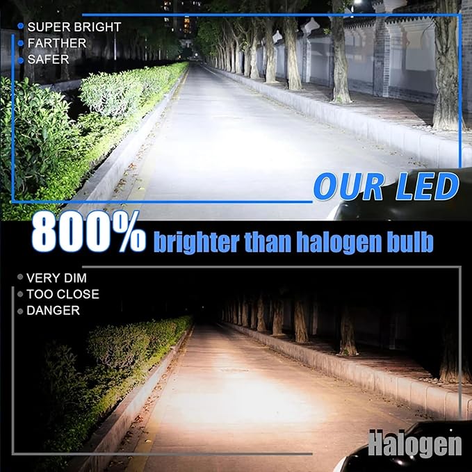 Fit For Honda GL1800 Goldwing 1800 ABS 2001-2016 Headlights High Low Beam Light bulbs, 1:1 Real Size, 6500K Cool White, 30000LM 800% Brightnes Bulbs,Plug n Play, pack of 2