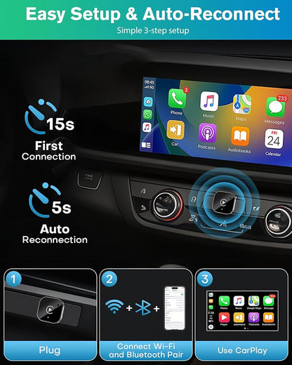 Ablink 2-in-1 Wireless Carplay Adapter for Android & iPhone,Plug & Play CarPlay Dongle Converts Wired to Wireless,Fast Auto-Connect US,No Delay,CarPlay Adapter for iPhone/Android with USB/USB-C Port