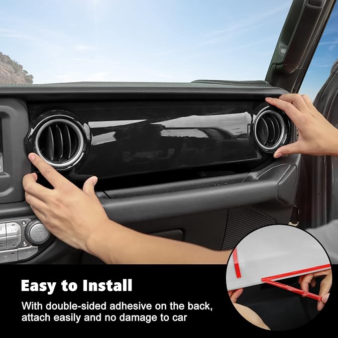 RT-TCZ Center Console Trim Cover Dashboard Control Panel Cover Decorative Interior Accessories for Jeep Wrangler JL JLU & Gladiator JT 2018-2022,Black