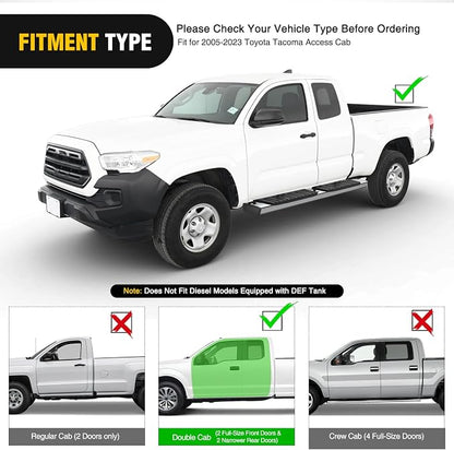 Nilight Running Boards for 2005-2023 Toyota Tacoma Double Cab 2 Full-Size Door & 2 Half-Size Door 6 Inch Side Step Nerf Bars Stainless Steel