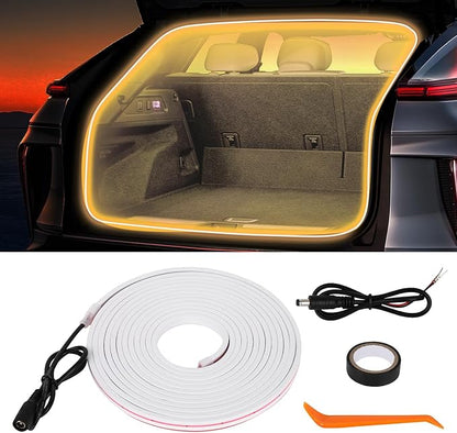 HOLDCY Car LED Strip Lights - Trunk Cargo Ambient Lighting, Warm Yellow 3500K, 118.11 inches Flexible Cuttable LED Light Strip, Easy Install, Waterproof, Universal Fit for Car Trunks, SUVs, and Vans