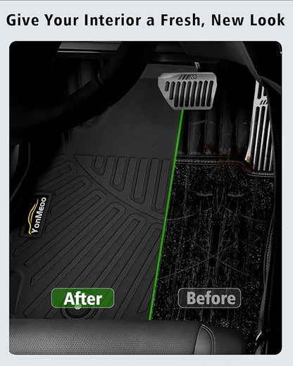 Floor Mats & Cargo Liner Custom Fit for Kia Forte 2019-2024 Sedan, S | EX | FE | LX | LXS | GT | GT-Line All Weather TPE Rubber Floor Liners Full Set Automotive Mat for Kia Forte Accessories