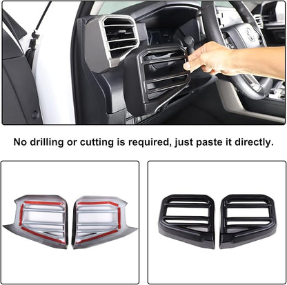 Aunginsy Center Console Side Air Conditioning Outlet Trim Cover Compatible with Toyota Tundra/Sequoia 2022-2025 2026, Car Dashboard Side A/C Wind Vent Panel Decorative Frame Protector ABS Accessories
