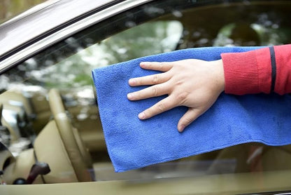 CARCAREZ Premium Microfiber Detailing Towels, 340 GSM Lint Free Car Buffing Waxing Polishing Drying Towels (6, Blue, 16x16 Inch)
