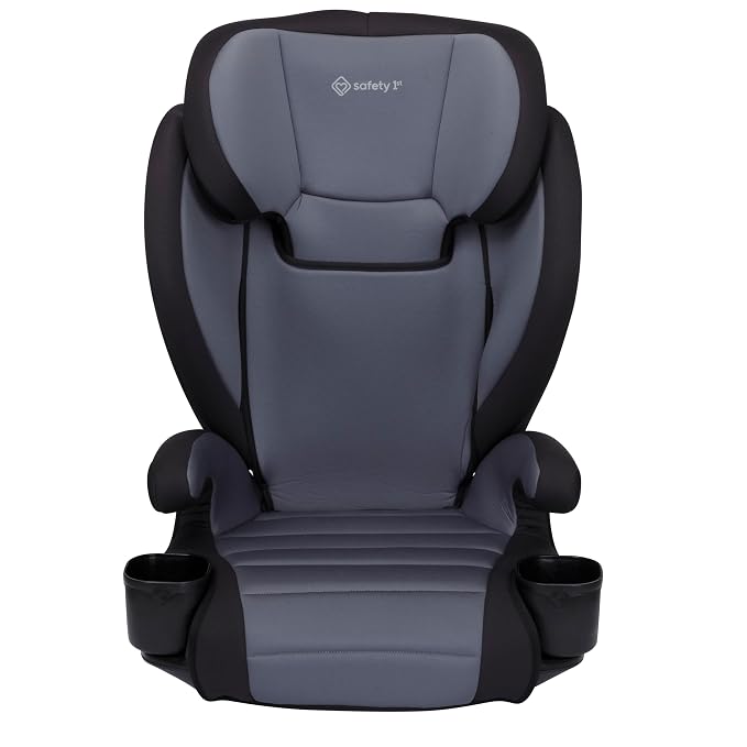 Safety 1st Grow and Go 2-in-1 Booster Car Seat with ComfortWings, Converts High-Back to Backless, 19" Wide, Slim Design, Lightweight, Foldable, Easy-Clean, Cup Holders, 40-100 lbs, Black Sand
