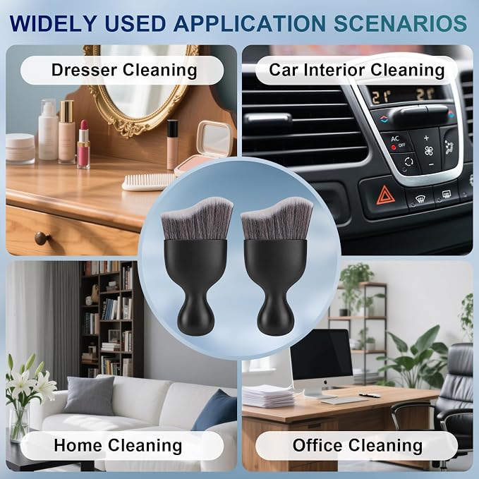 Amrules 2 PCS Car Interior Detailing Brush, Auto Car Dusting Brushes, Soft Bristles Duster Removal Cleaning Tool for Dashboard Interior, Exterior, Skylight, Leather, Dust Brush, Dark Gray