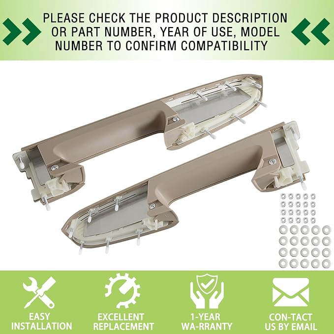 Upgraded Door Armrest Repair Kit Left Driver & Right Passenger Side Door Panel Handle Tan Compatible with 2010-2014 Chevy Silverado GMC Sierra 1500 2500HD 3500HD Replaces 22818467 22818472