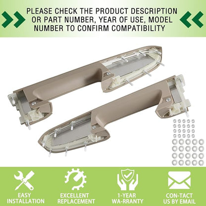 Upgraded Door Armrest Repair Kit Left Driver & Right Passenger Side Door Panel Handle Tan Compatible with 2010-2014 Chevy Silverado GMC Sierra 1500 2500HD 3500HD Replaces 22818467 22818472