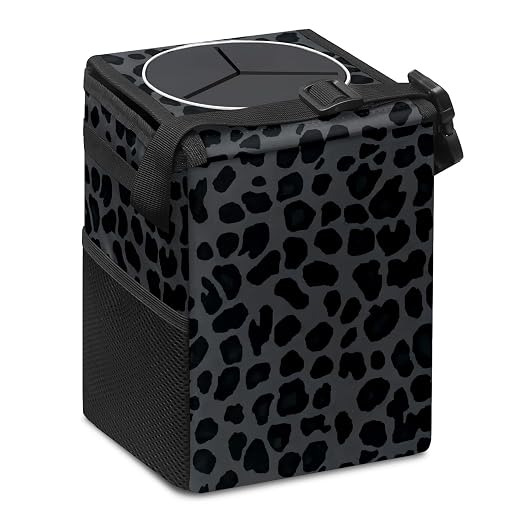 Car Trash Can – Multi-Purpose, Lightweight and Portable with Durable Water-Resistant Coating, No Installation Required, Practical and Ample Capacity, Variety of Colors.Black Leopard Print