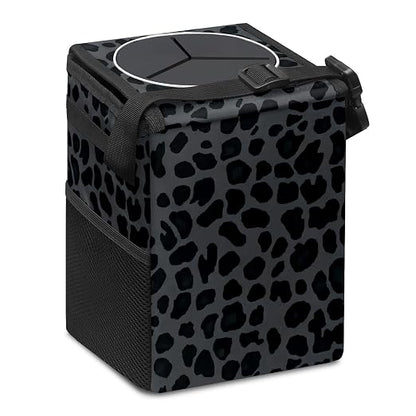 Car Trash Can – Multi-Purpose, Lightweight and Portable with Durable Water-Resistant Coating, No Installation Required, Practical and Ample Capacity, Variety of Colors.Black Leopard Print