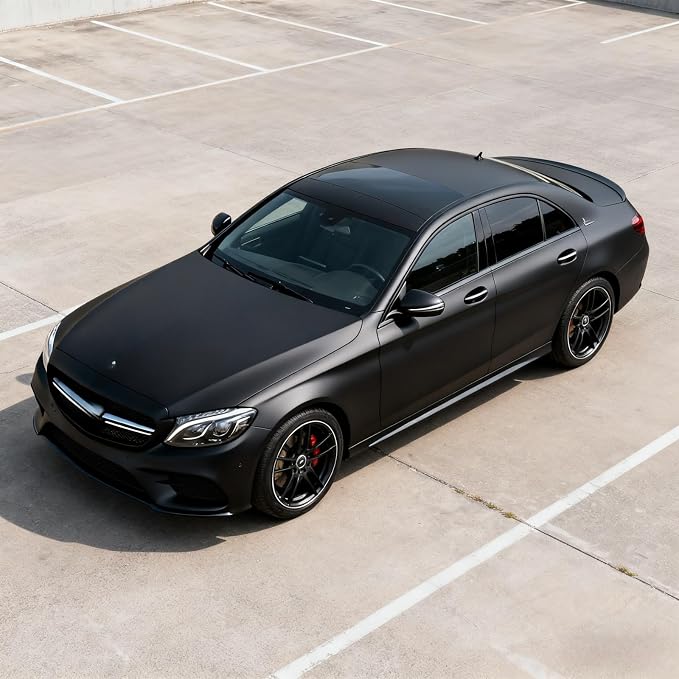 MHOO Car Wrap Film TPH Matte Black Stretch Film Fabric Perfect for car Decorate &Paint Anti-Collision Protection car Film TPH Paint Protective Film (1X5ft)