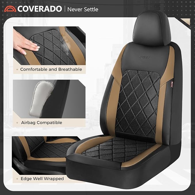 Coverado Car Seat Covers, Seat Covers Full Set, 5 Seats Automotive Seat Cover, Mesh Breathable Seat Protectors, Universal Fit for Most Cars