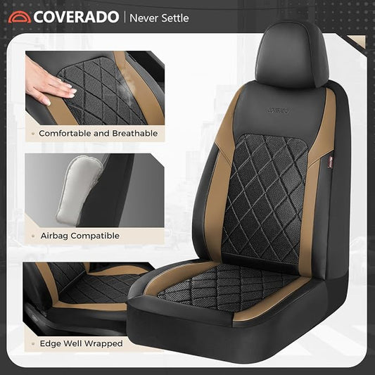 Coverado Car Seat Covers, Seat Covers Full Set, 5 Seats Automotive Seat Cover, Mesh Breathable Seat Protectors, Universal Fit for Most Cars