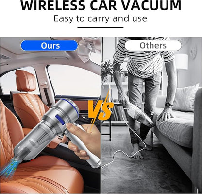 WINWEND Portable Car Vacuum - 22000PA Cars Vacuum Cleaner High Power 4 in 1 Compressed Air Duster & Air Blower & Pump Hand Held Vacuums Cordless with Brushless Motor for Car Home Office Blue