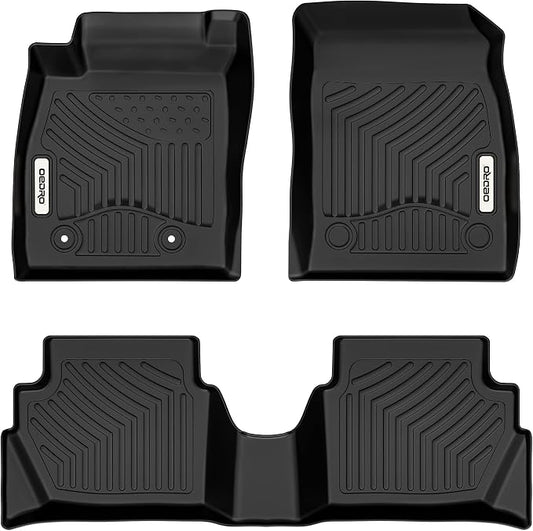 OEDRO Floor Mats Floor Liner Fit for 2018-2022 Ford EcoSport (US Model Only), 1st and 2nd Row: Front & Rear Full Set, Black TPE All Weather Guard