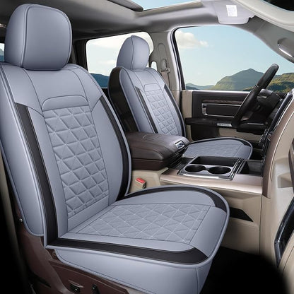 Coverado Seat Covers for Dodge Ram Full Set, Waterproof Truck Car Seat Cover Protectors Custom Fit for 2002-2026 Dodge RAM 1500 2500 3500 with Curved Bench(Gray)