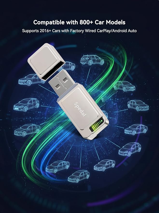 IceCool Metal CarPlay Adapter, Upgrade 2in1 Wireless CarPlay & Android Auto Adapter, Plug & Play, WLAN Dual-Band 2.4G+5G, Auto Reconnect, Compatible with After 2016 Cars with Wired CarPlay
