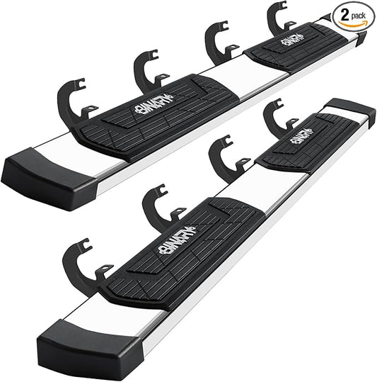 BINARY STAR 6 Inch Running Boards Compatible with 2019-2026 Chevy Silverado/GMC Sierra 1500 Crew Cab, 20-26 Silverado/Sierra 2500HD 3500HD. High Light Stainless Steel Side Steps Nerf Bars Step Bars.