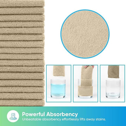 HOMEXCEL Brown Microfiber Cleaning Cloths, 20 Pack Cleaning Rags - Lint Free & Scratch-Free Microfiber Towels for Cars, House & Kitchen, Absorbent Cleaning Towels, 11.5 x 11.5 Inch