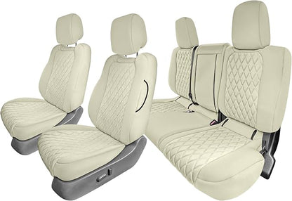 FH Group Custom Fit Car Seat Covers Specifically Made for 2022-2026 Nissan Frontier, Full Set Solid Beige Ultraflex Neoprene Waterproof Automotive Seat Covers for Pickup Truck, Nissan Accessories