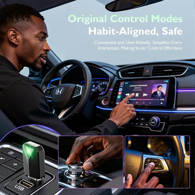 Wireless Carplay Adapter, Convert Wired to Wireless CarPlay, Compatible with CarPlay, Plug and Play, Type-C/USB, Suitable for 800+ Vehicles (Black)