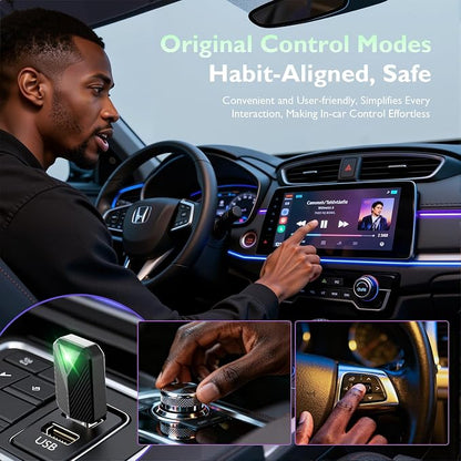 Wireless Carplay Adapter, Convert Wired to Wireless CarPlay, Compatible with CarPlay, Plug and Play, Type-C/USB, Suitable for 800+ Vehicles (Black)
