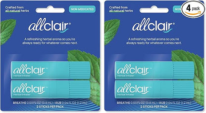 Allclair Nausea Relief Inhaler for Motion & Morning Sickness – Fast-Acting, Non-Drowsy, Natural Alternative to Pills & Patches, Travel Essential (4 Inhalers)