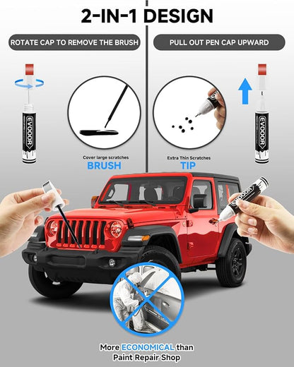 PR4/TR4 Flame Red Touch Up Paint Compatible with JeepExact Match 2 in 1 Touch up Paint for Chips and Nicks Repair