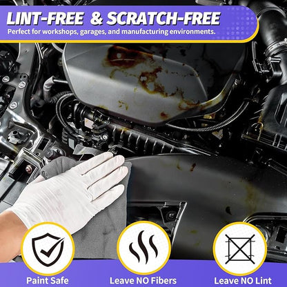 Microfiber Cleaning Cloth, 200 Pack Grey Cleaning Rags Microfiber Towel Bulk Absorbent Lint-Free Wash Cloths, All-Purpose Towels for Cars, Shop, Automotive, Garage, Home & Kitchen