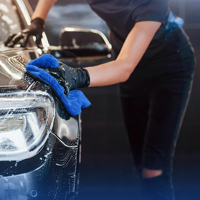 Tallew 80 Pcs Blue Microfiber Towels: 16"x16" Microfiber Drying Towels Bulk Micro Fiber Car Cleaning Cloth for Cars Drying Washing Polishing Cleaning Household Supplies